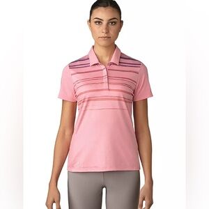 Adidas Pink Stripe Short Sleeve Golf Shirt Sz XL